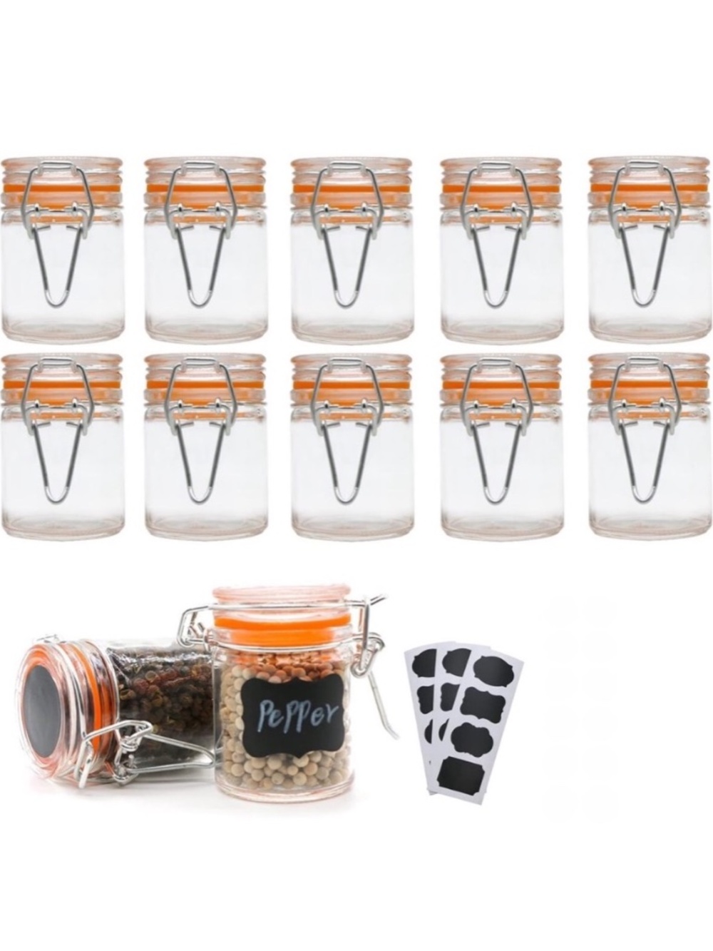 12 Mini Glass Spice Jars, 1.7 oz Each, with Labels
